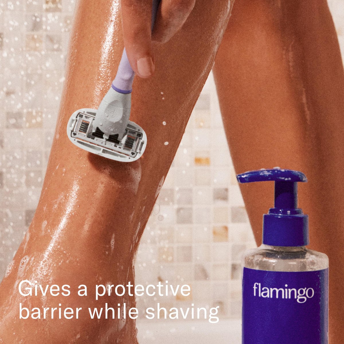 Flamingo Women's 5-Blade Razor Shaving Set with Nourishing Shave Oil and Shower Holder - Lilac Avelisse