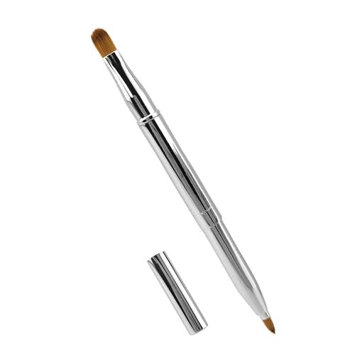 Quacc Double-ended Lip Makeup Brush - Retractable Lip Brush for Lipstick, Lip Gloss, Eyeshadow (Silver) - görsel 2