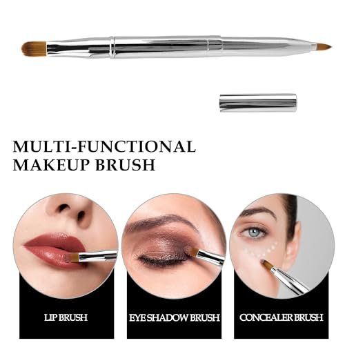 Quacc Double-ended Lip Makeup Brush - Retractable Lip Brush for Lipstick, Lip Gloss, Eyeshadow (Silver) - görsel 14