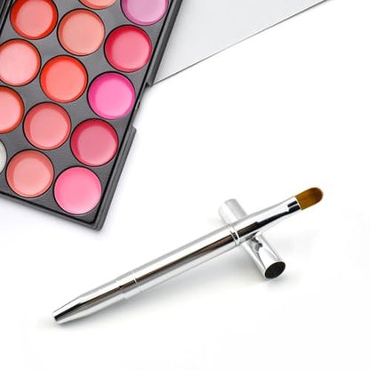 Quacc Double-ended Lip Makeup Brush - Retractable Lip Brush for Lipstick, Lip Gloss, Eyeshadow (Silver)