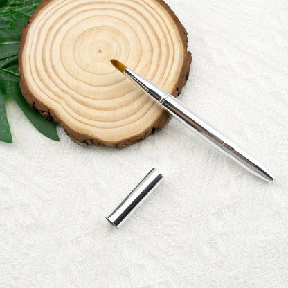 Quacc Double-ended Lip Makeup Brush - Retractable Lip Brush for Lipstick, Lip Gloss, Eyeshadow (Silver)