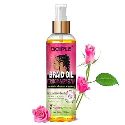 Goiple Braid Oil for Scalp – Soothes Dry & Itchy Scalp, Moisturizes Braids, Locs & Twists, Reduces Frizz & Enhances Shine, 8 fl oz
