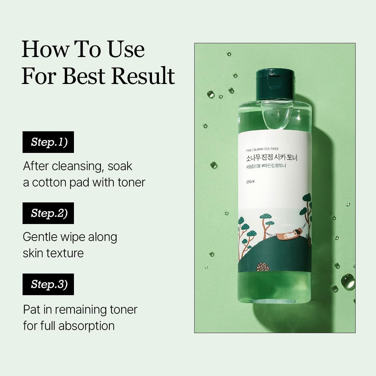 ROUND LAB Pine Calming CICA Toner 8.45 Fl Oz – Low-Acidic Hydrating Toner with Pine CICA, BHA + LHA, and Hyaluronic Acid for Soothing, Exfoliating, and Restoring Skin Balance Avelisse