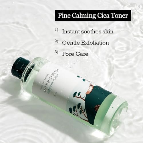 ROUND LAB Pine Calming CICA Toner 8.45 Fl Oz – Low-Acidic Hydrating Toner with Pine CICA, BHA + LHA, and Hyaluronic Acid for Soothing, Exfoliating, and Restoring Skin Balance Avelisse