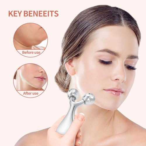 3D Metal Facial Roller Massager - Improves Complexion & Reduces Eye Wrinkles, Face Massage Tool for Skin Tightening & Toning, Gua Sha Tool, Mother's Day Gift for Women - görsel 4