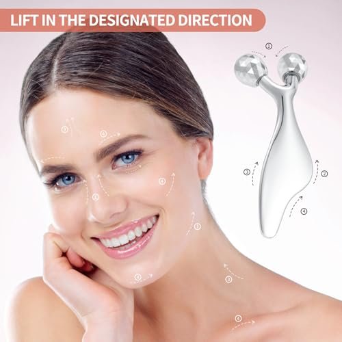 3D Metal Facial Roller Massager - Improves Complexion & Reduces Eye Wrinkles, Face Massage Tool for Skin Tightening & Toning, Gua Sha Tool, Mother's Day Gift for Women - görsel 6