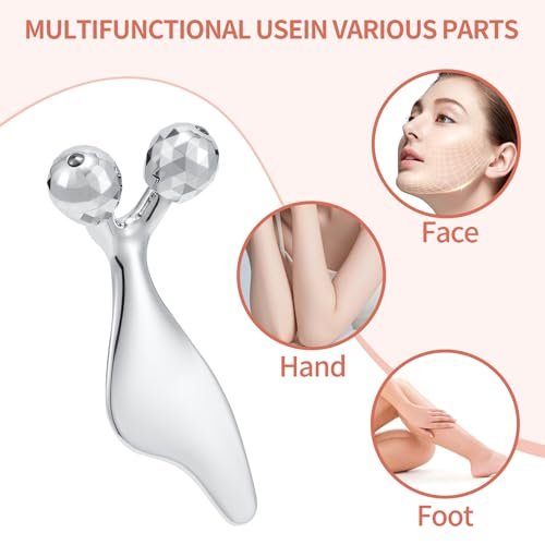 3D Metal Facial Roller Massager - Improves Complexion & Reduces Eye Wrinkles, Face Massage Tool for Skin Tightening & Toning, Gua Sha Tool, Mother's Day Gift for Women - görsel 8