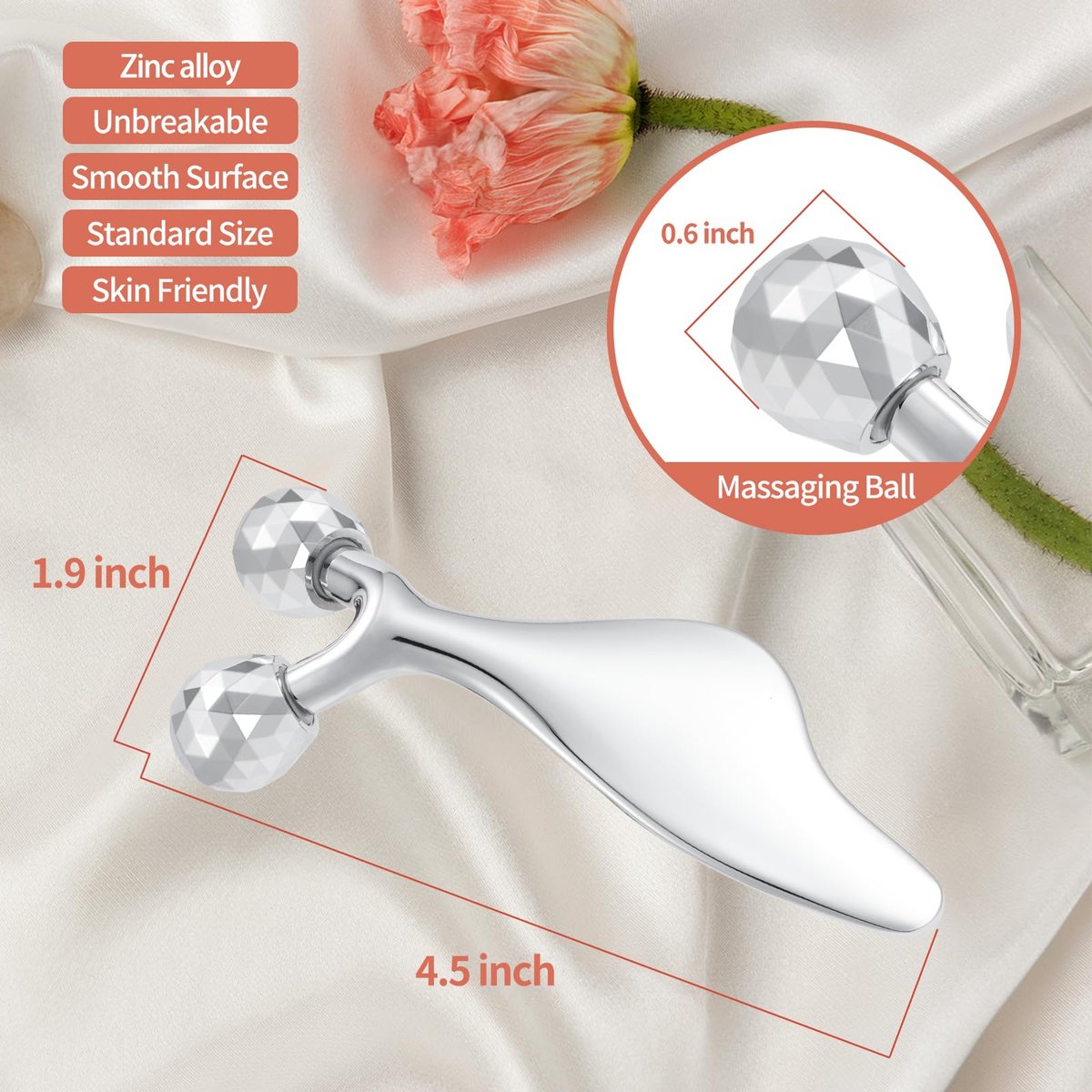 3D Metal Facial Roller Massager - Improves Complexion & Reduces Eye Wrinkles, Face Massage Tool for Skin Tightening & Toning, Gua Sha Tool, Mother's Day Gift for Women - görsel 9
