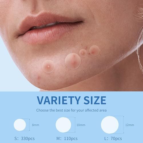 Daolyo Pimple Patches for Face - 510 Count Hydrocolloid Acne Patches with Salicylic Acid, Tea Tree Oil & Calendula Oil (8mm, 10mm, 12mm) - görsel 6