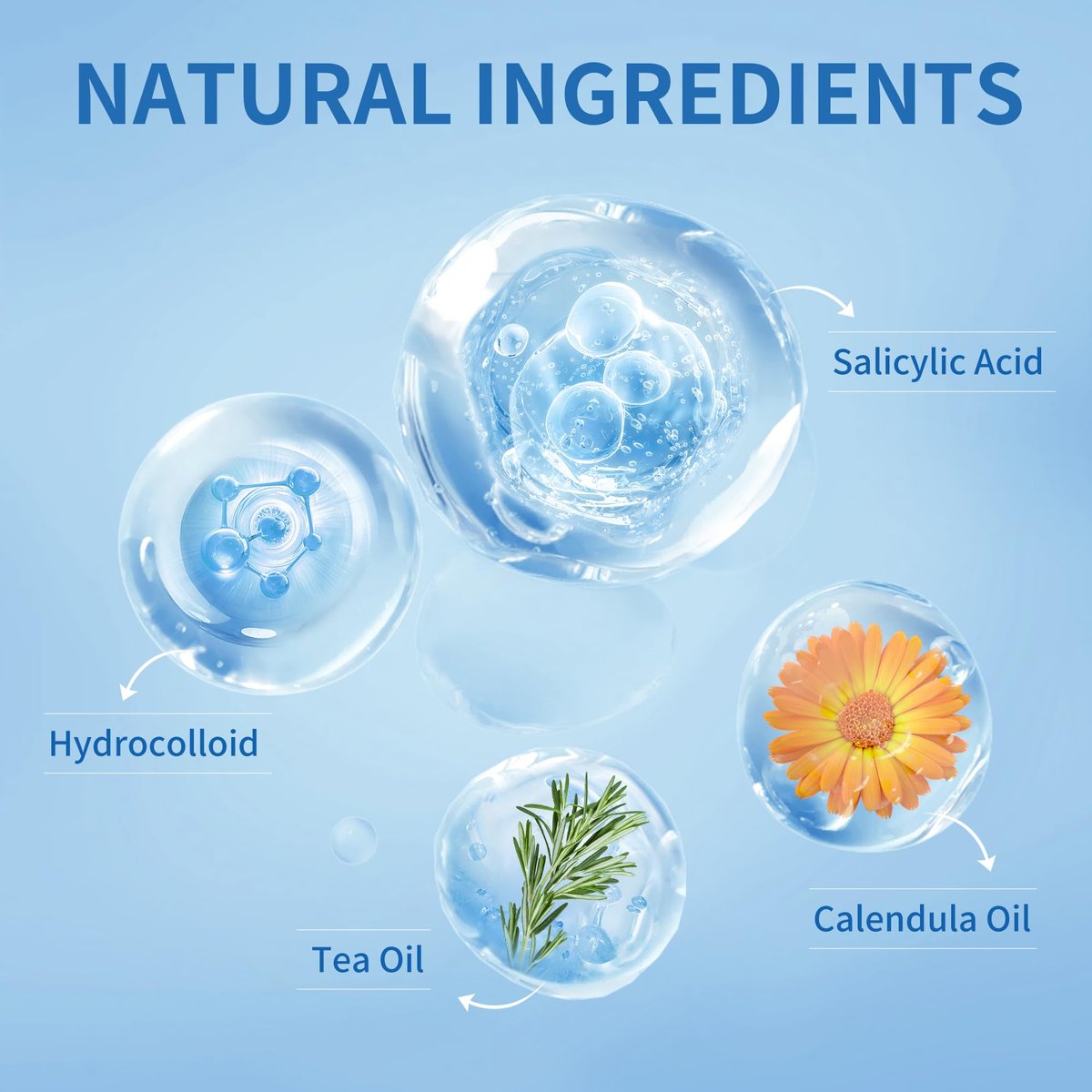 Daolyo Pimple Patches for Face - 510 Count Hydrocolloid Acne Patches with Salicylic Acid, Tea Tree Oil & Calendula Oil (8mm, 10mm, 12mm) - görsel 3