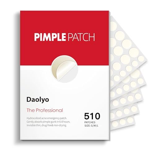 Daolyo Pimple Patches for Face - 510 Count Hydrocolloid Acne Patches with Salicylic Acid, Tea Tree Oil & Calendula Oil (8mm, 10mm, 12mm) - görsel 2