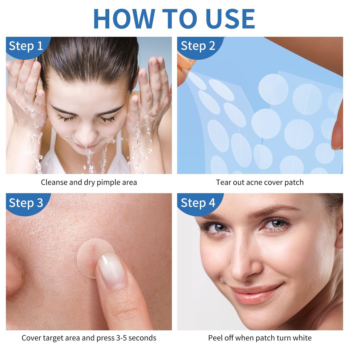 Daolyo Pimple Patches for Face - 510 Count Hydrocolloid Acne Patches with Salicylic Acid, Tea Tree Oil & Calendula Oil (8mm, 10mm, 12mm) - görsel 15
