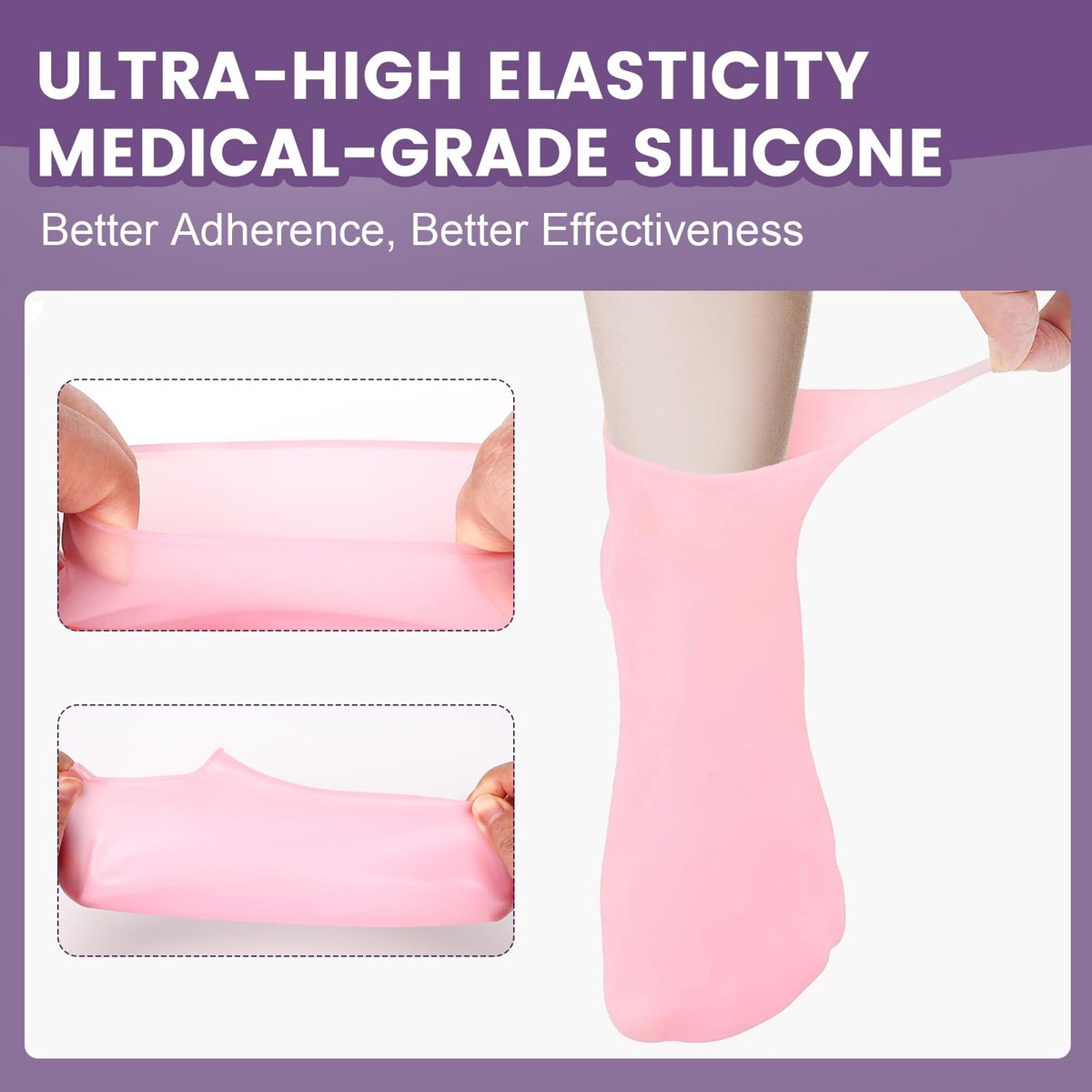 TEAWOO 4 Pairs Silicone Socks & Gloves Set for Dry Cracked Feet and Hands - Reusable Moisturizing Foot Socks for Women - görsel 11