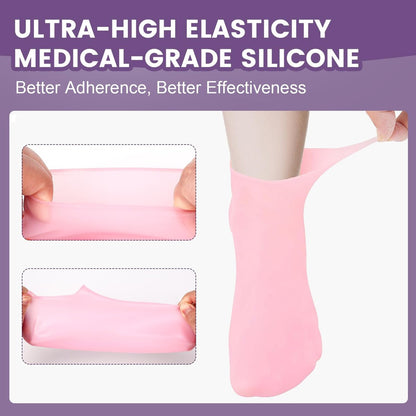 TEAWOO 4 Pairs Silicone Socks & Gloves Set for Dry Cracked Feet and Hands - Reusable Moisturizing Foot Socks for Women