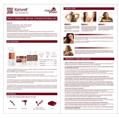 Karseell Maca Essence Repair Keratin Hair Treatment Straightening Kit – 12 Weeks Professional At-Home Straightening for Softer, Shinier Hair, All Hair Types Avelisse