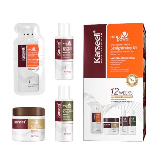 Karseell Maca Essence Repair Keratin Hair Treatment Straightening Kit – 12 Weeks Professional At-Home Straightening for Softer, Shinier Hair, All Hair Types Avelisse