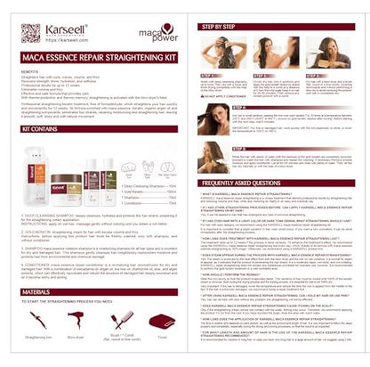 Karseell Maca Essence Repair Keratin Hair Treatment Straightening Kit – 12 Weeks Professional At-Home Straightening for Softer, Shinier Hair, All Hair Types Avelisse
