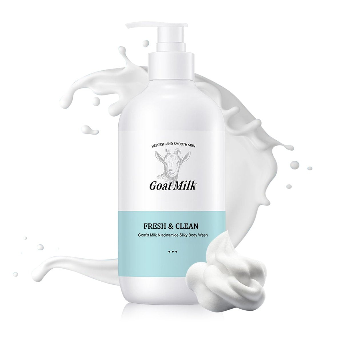 Goat Milk Body Wash - Gentle Silk Soft Foaming Milk Bath, Moisturizing Body Cleanser for All Skin Types Avelisse