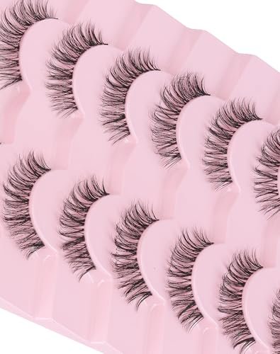 Adious Natural Look Clear Band Eyelashes - Short Wispy Fluffy Lashes for Everyday Volume (AD22) - görsel 12