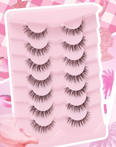 Adious Natural Look Clear Band Eyelashes - Short Wispy Fluffy Lashes for Everyday Volume (AD22) - görsel 16