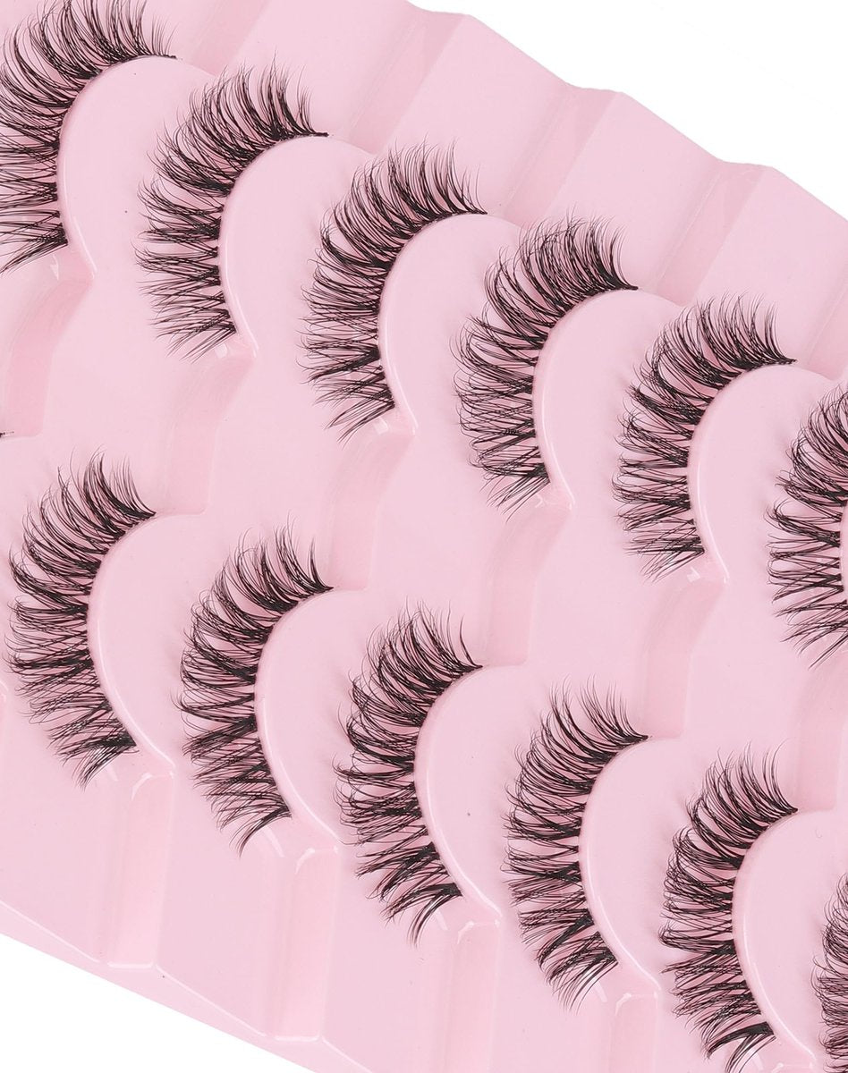 Adious Natural Look Clear Band Eyelashes - Short Wispy Fluffy Lashes for Everyday Volume (AD22) - görsel 11