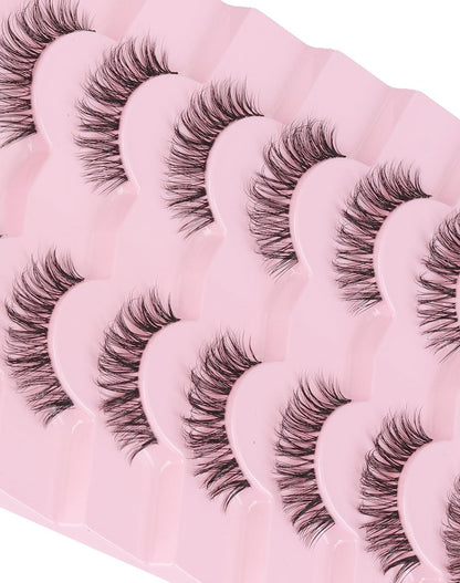 Adious Natural Look Clear Band Eyelashes - Short Wispy Fluffy Lashes for Everyday Volume (AD22)