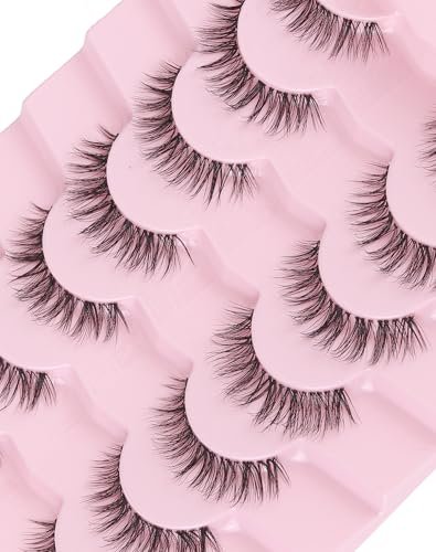 Adious Natural Look Clear Band Eyelashes - Short Wispy Fluffy Lashes for Everyday Volume (AD22) - görsel 10