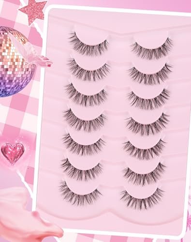 Adious Natural Look Clear Band Eyelashes - Short Wispy Fluffy Lashes for Everyday Volume (AD22) - görsel 14