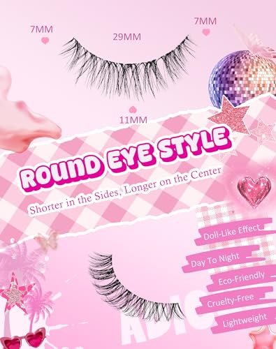 Adious Natural Look Clear Band Eyelashes - Short Wispy Fluffy Lashes for Everyday Volume (AD22) - görsel 4