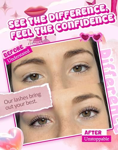 Adious Natural Look Clear Band Eyelashes - Short Wispy Fluffy Lashes for Everyday Volume (AD22)