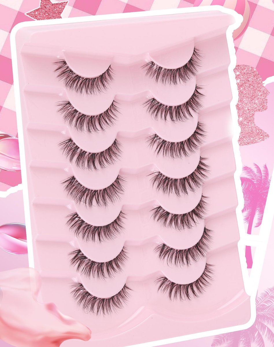 Adious Natural Look Clear Band Eyelashes - Short Wispy Fluffy Lashes for Everyday Volume (AD22) - görsel 15