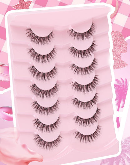 Adious Natural Look Clear Band Eyelashes - Short Wispy Fluffy Lashes for Everyday Volume (AD22)
