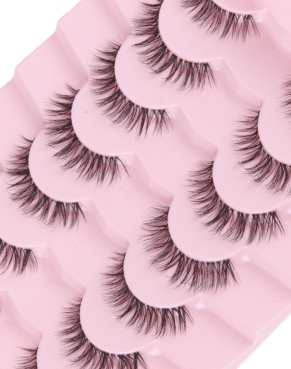 Adious Natural Look Clear Band Eyelashes - Short Wispy Fluffy Lashes for Everyday Volume (AD22) - görsel 9