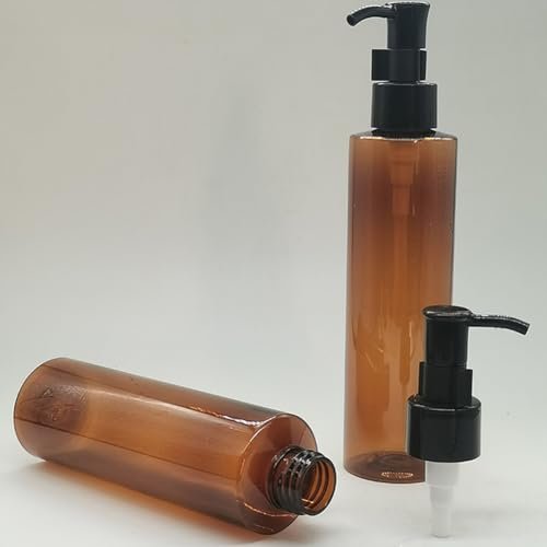 2 Pack 200ml/6.7oz Amber Plastic Pump Bottles – Refillable Leakproof Lotion Dispensers with Black Lock Pump for Shampoo, Makeup Remover, Essential Oils & Toiletries - görsel 16