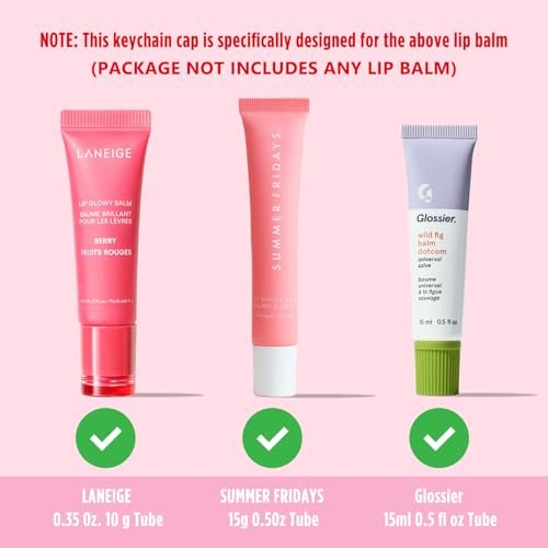 Lip Balm Keychain Cap for Laneige, Summer Friday, Glossier – Replacement Stopper Spill-Proof Holder for Lanyard or Bag - görsel 6
