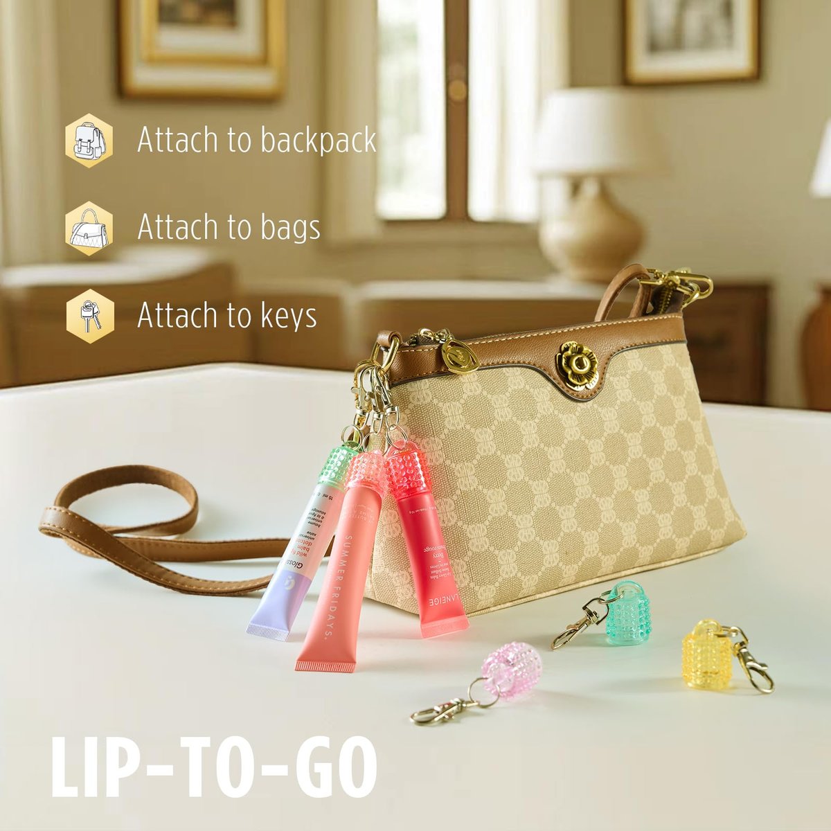 Lip Balm Keychain Cap for Laneige, Summer Friday, Glossier – Replacement Stopper Spill-Proof Holder for Lanyard or Bag - görsel 3