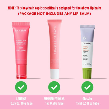 Lip Balm Keychain Cap for Laneige, Summer Friday, Glossier – Replacement Stopper Spill-Proof Holder for Lanyard or Bag
