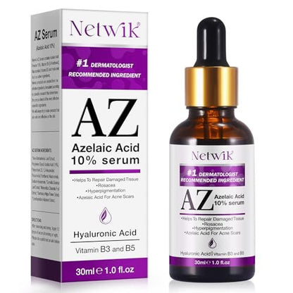 Azelaic Acid 10% Serum with Niacinamide & Hyaluronic Acid - Acne Treatment, Redness Relief, Rosacea Skin Care & Radiance Booster - 1 Fl Oz Avelisse