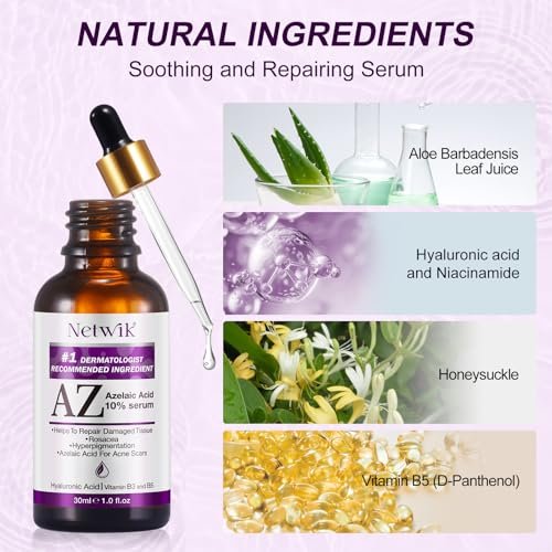 Azelaic Acid 10% Serum with Niacinamide & Hyaluronic Acid - Acne Treatment, Redness Relief, Rosacea Skin Care & Radiance Booster - 1 Fl Oz Avelisse