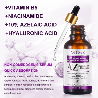 Azelaic Acid 10% Serum with Niacinamide & Hyaluronic Acid - Acne Treatment, Redness Relief, Rosacea Skin Care & Radiance Booster - 1 Fl Oz Avelisse