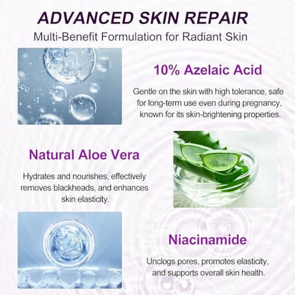 Azelaic Acid 10% Serum with Niacinamide & Hyaluronic Acid - Acne Treatment, Redness Relief, Rosacea Skin Care & Radiance Booster - 1 Fl Oz Avelisse