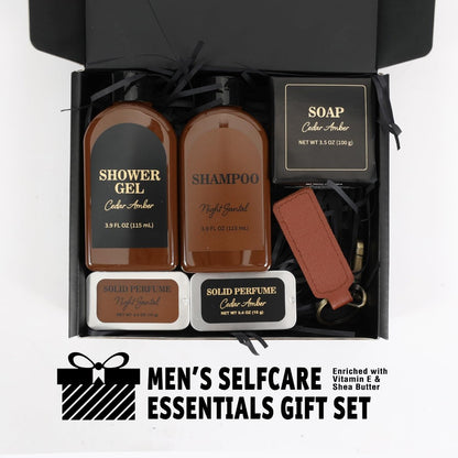 Self Care Gift Set for Men - Cedar & Santal Scented Bath and Body Spa Gift Basket by BODY & EARTH