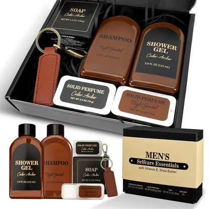 Self Care Gift Set for Men - Cedar & Santal Scented Bath and Body Spa Gift Basket by BODY & EARTH