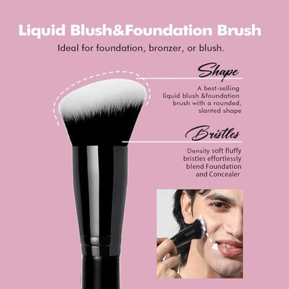 Bueart Design Ultimate Blending Makeup Brush M9 - Liquid Blush & Foundation Brush, Soft Dense Bristles, Vegan & Cruelty-Free