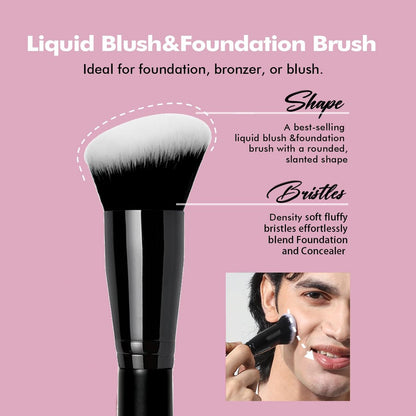 Bueart Design Ultimate Blending Makeup Brush M9 - Liquid Blush & Foundation Brush, Soft Dense Bristles, Vegan & Cruelty-Free