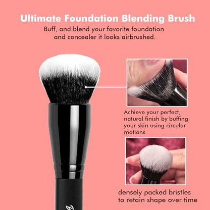 Bueart Design Ultimate Blending Makeup Brush M9 - Liquid Blush & Foundation Brush, Soft Dense Bristles, Vegan & Cruelty-Free
