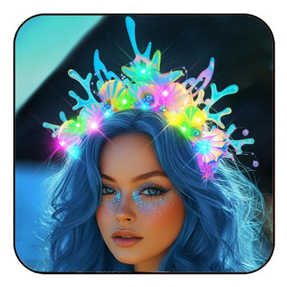 JONKY Light Up Mermaid Headband – Glowing Fish Hair Accessory for Women, Silver