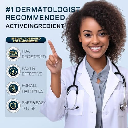 5% Minoxidil for Men and Women Hair Growth - AMOADO Hair Regrowth Serum with Rosemary & Biotin for Thicker, Fuller Hair & Beard Growth - 2 fl oz