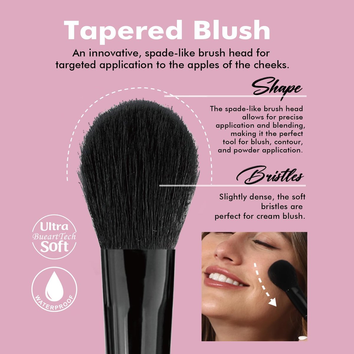 Bueart Design Tapered Blush Brush & Angled Blush Brush Set - Precision Contouring, Blending Highlighter, Liquid Blush, Bronzer & Mineral Powder - Soft, Dense Synthetic Bristles, Vegan & Cruelty-Free M13 - görsel 11