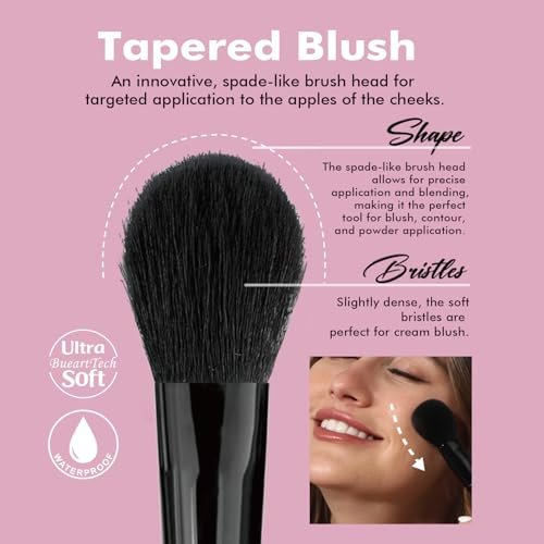 Bueart Design Tapered Blush Brush & Angled Blush Brush Set - Precision Contouring, Blending Highlighter, Liquid Blush, Bronzer & Mineral Powder - Soft, Dense Synthetic Bristles, Vegan & Cruelty-Free M13 - görsel 12
